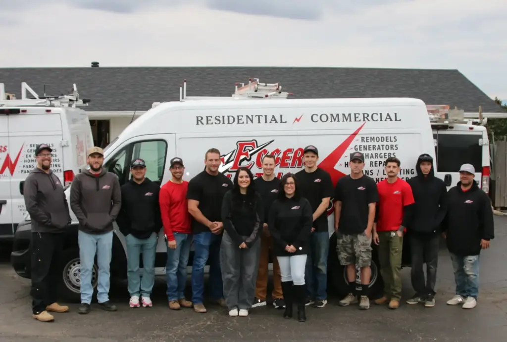 Eggers Electric crew in front of company vans in Northern Colorado