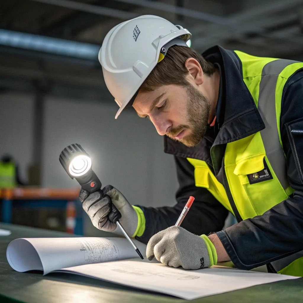 electrician checking local codes and permits