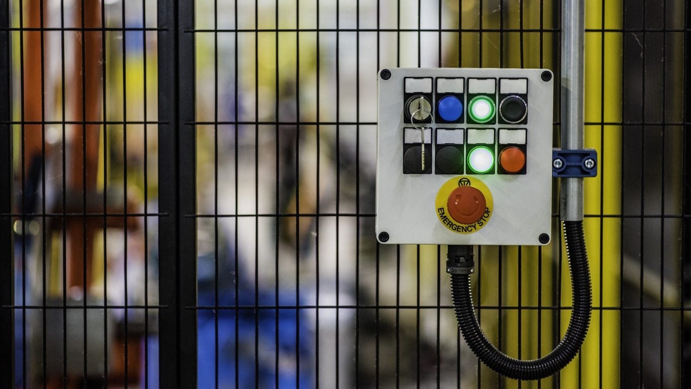 Control panel with push buttons and indicator lights